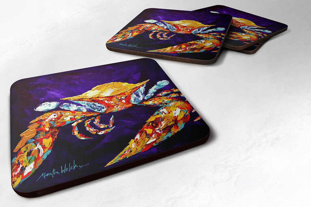 Caroline's Treasures MW1127FC Crab The Right Stuff Foam Coasters (Set of 4), 3.5 H x 3.5 W, Multicolor