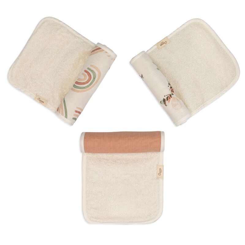 Parker 3-pc. Newborn Burp Cloth Set (Rainbow/Butterfly) image number 1