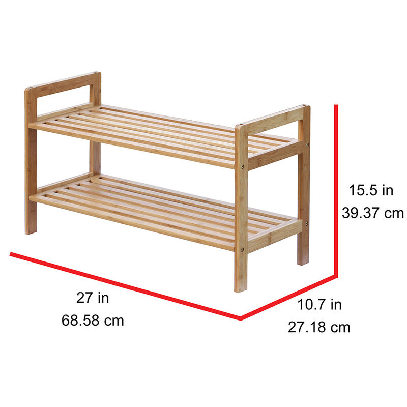 Oceanstar 2 Tier Bamboo Shoe Rack, Square