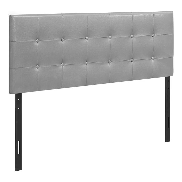 Monarch Specialties I 6001F Bed, Headboard Only, Full Size, Bedroom, Upholstered, Pu Leather Look, Grey, Transitional