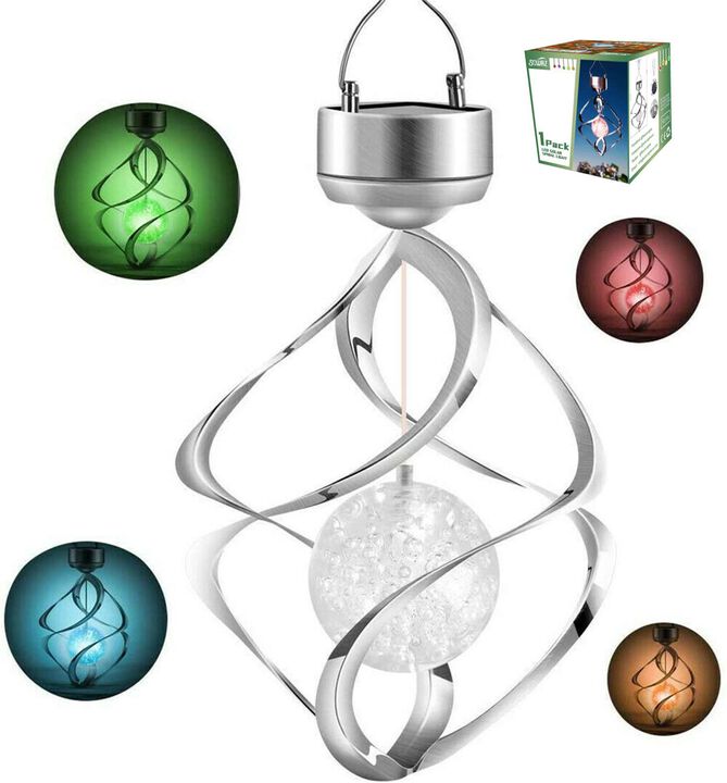 Sowaz Stainless Steel Solar Spiral Lantern Décor Crackle Ball Color