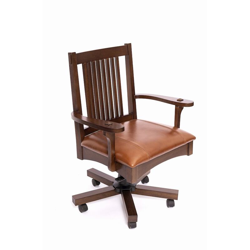 Crafters and Weavers Arts and Crafts Mission Oak Office Chair - Walnut
