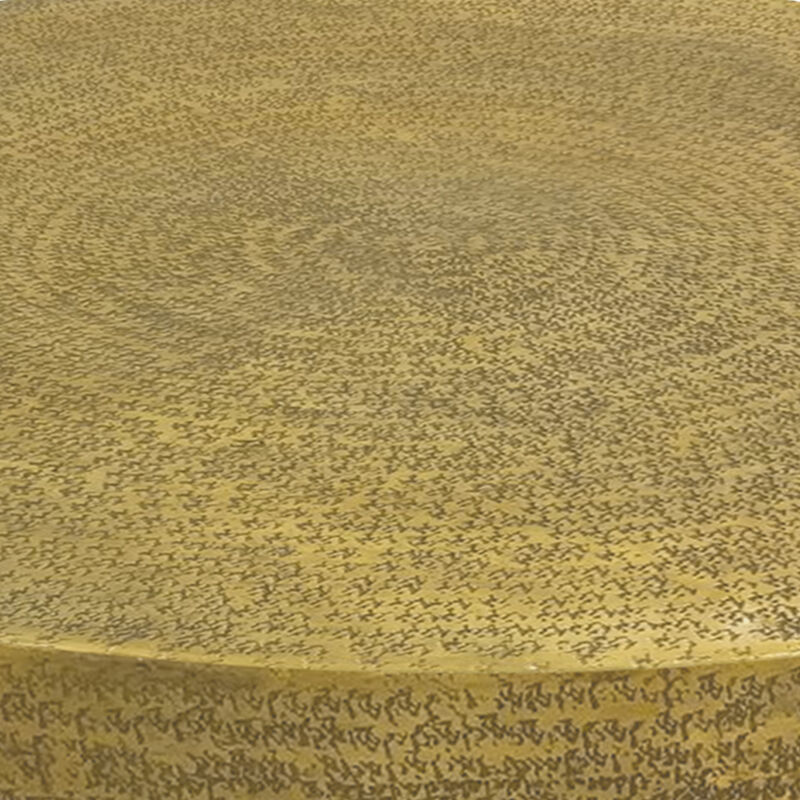 Terminus Coffee Table, 36 Inch Round Bowl Base with Hand Etched Texture, Antique Brass