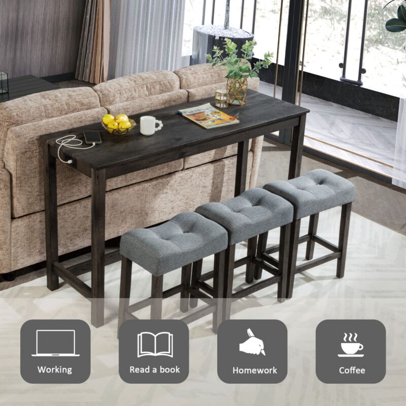 Kepfuf 4‑Piece Farmhouse Bar Table Set image number 3