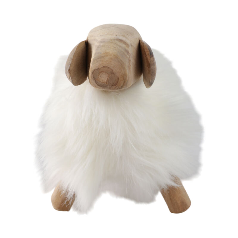 12" Faux Fur Sheep, White/natural image number 2