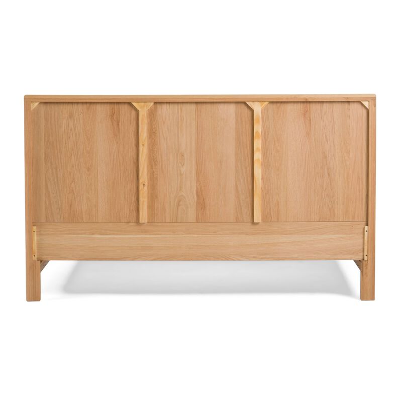 Cid Joya King Bed, Panel Headboard, Rounded Natural Brown Solid Oak Wood
