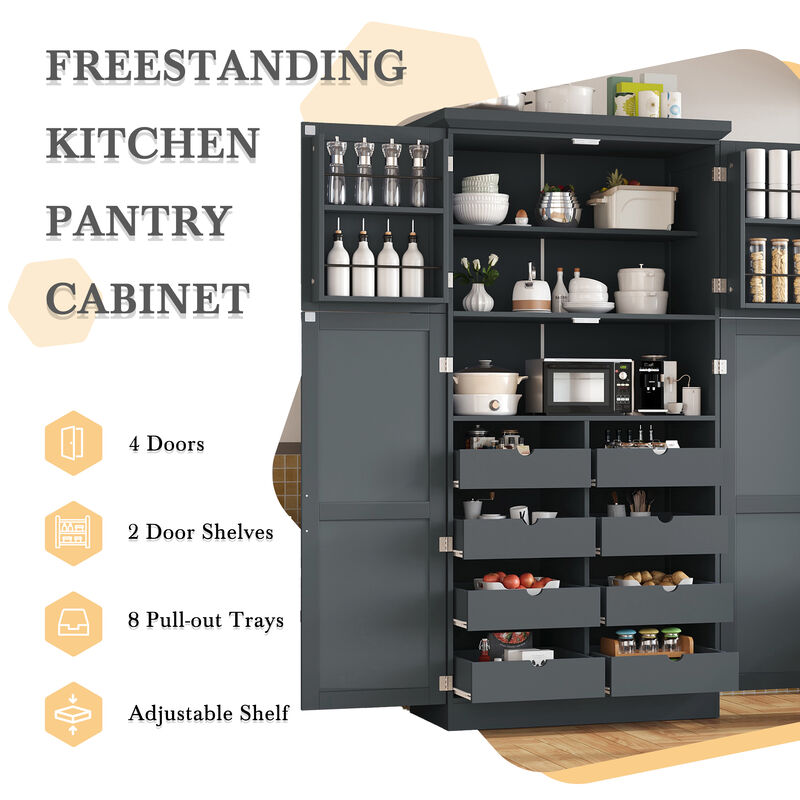 Merax Freestanding Kitchen Pantry Cabinet image number 5