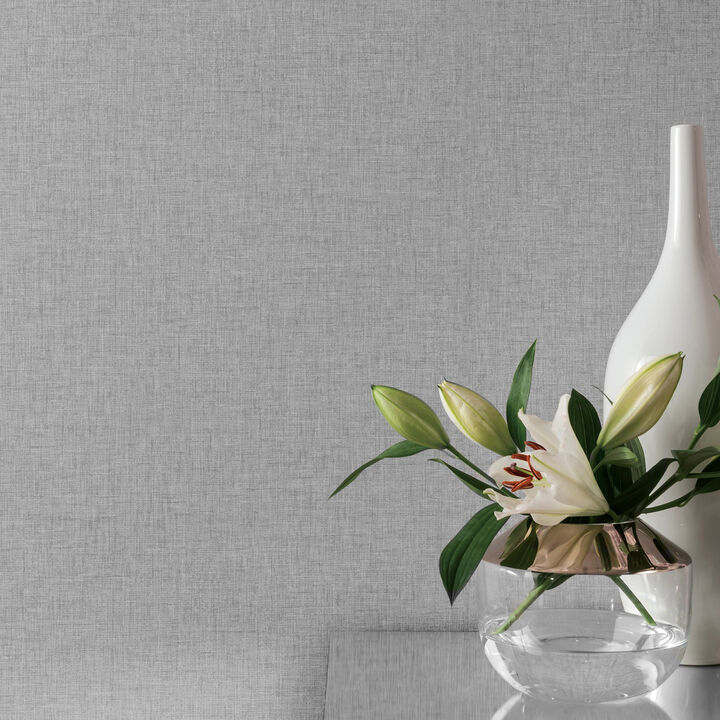 Maisie Grey Linen Wallpaper