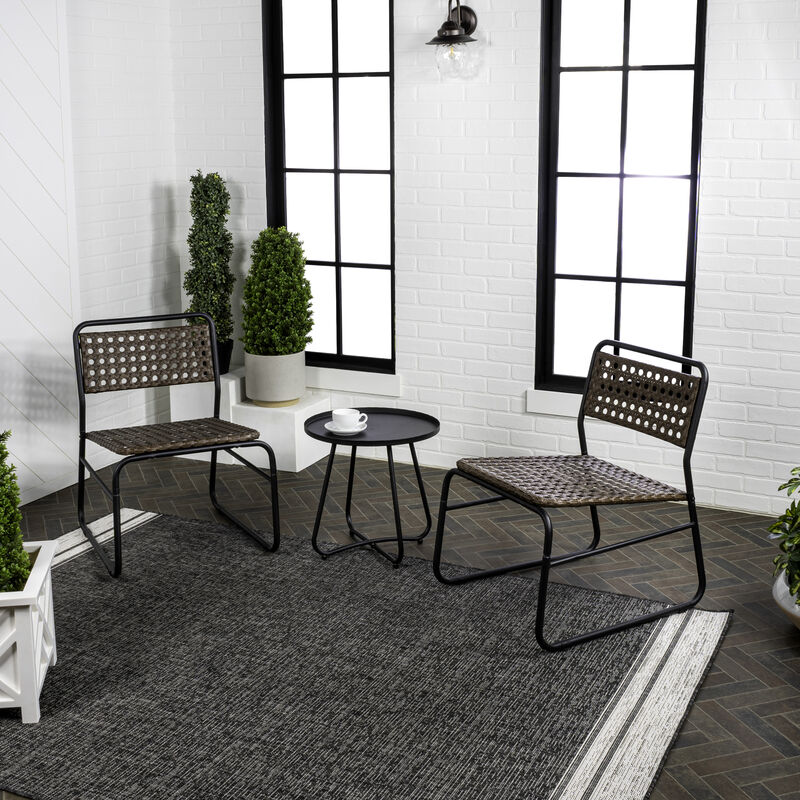 Freja 3-Piece Mid-Century Modern Faux Rattan Conversation Outdoor Patio Set