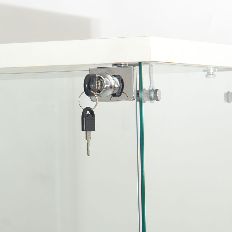 GOODSILO LED Glass Display Cabinet with 4 Tempered Glass Shelves and Door for Living Room Bedroom Office Collections image number 3