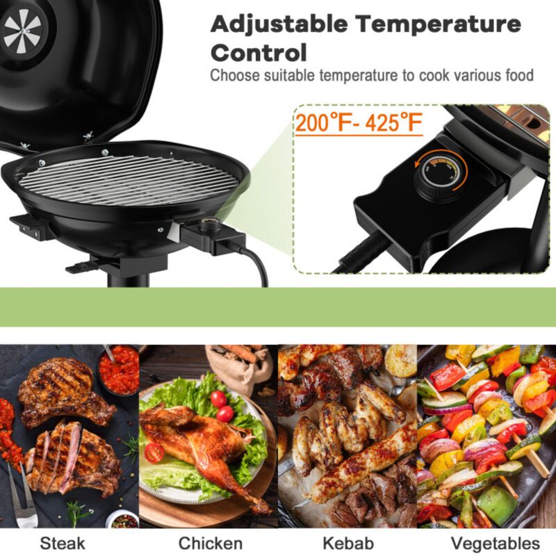 Hivvago 1600W Portable Electric BBQ Grill with Removable Non-Stick Rack