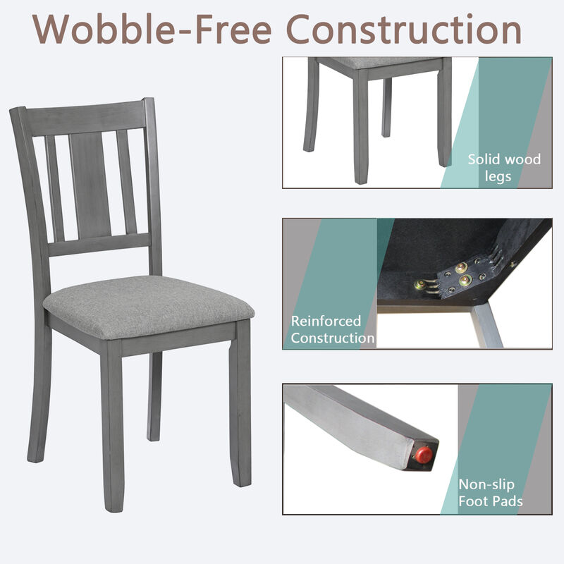 Set of 4 Wooden Dining Chairs with Padded Seat, Upholstered Kitchen Chairs