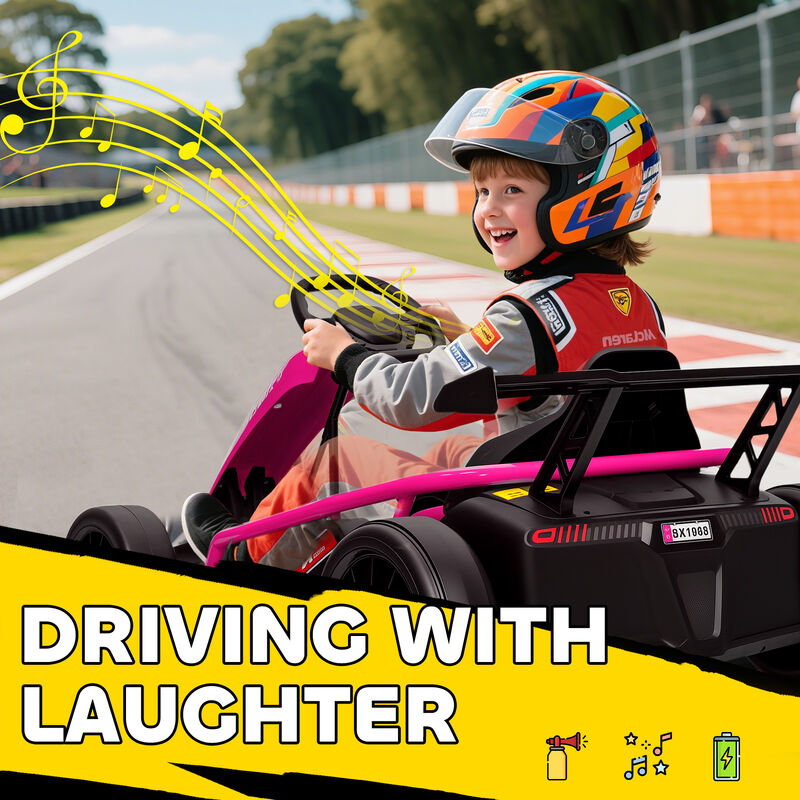 BreeBe 24V 7AH Kids Electric Go Kart, 8.1 MPH Battery Powered Drift Kart with Dual Motors, Soft Start image number 6