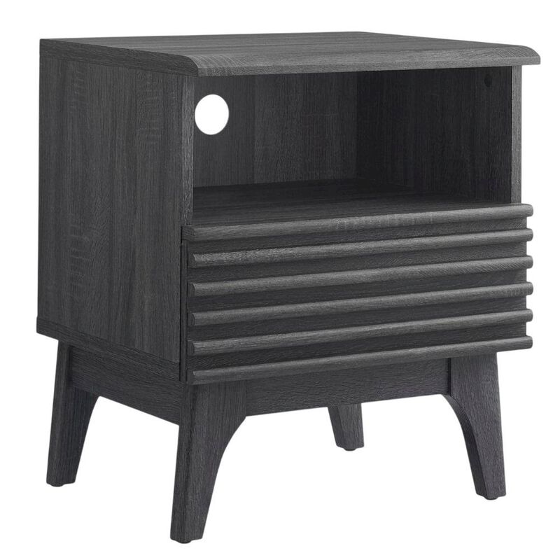 Nightstand in Gray Tone with Contemporary Design, Sturdy Base, Sleek Finish image number 0