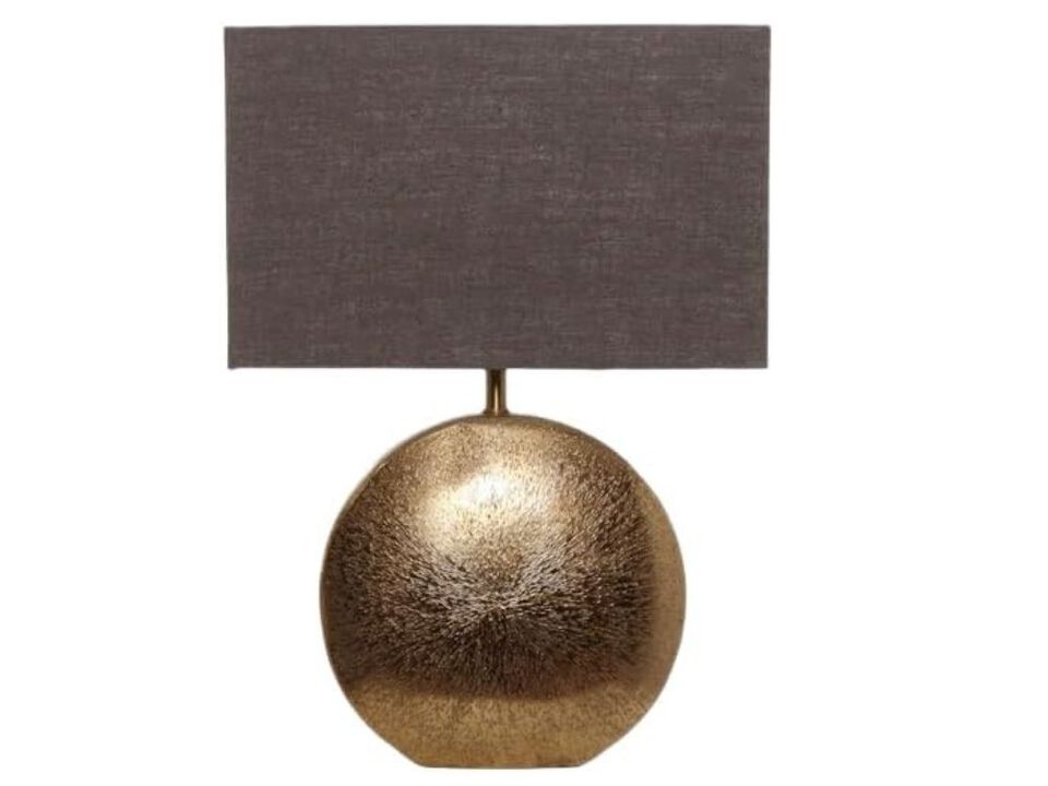 Modern Metal Table Lamp with Antique Gold Finish and Rectangular Lampshade