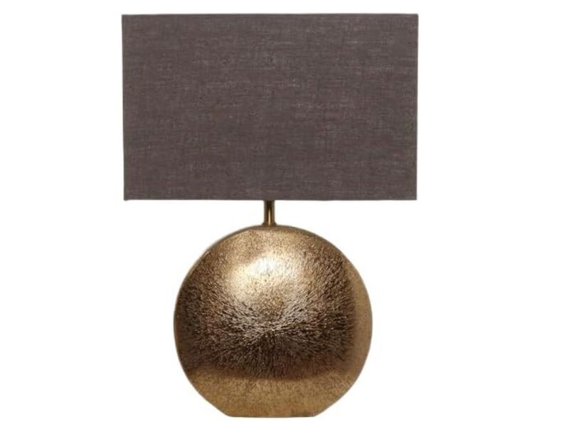 Modern Metal Table Lamp with Antique Gold Finish and Rectangular Lampshade image number 0