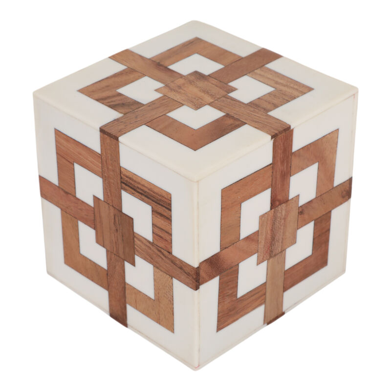 4" Wood Inlay Resin Cube image number 5