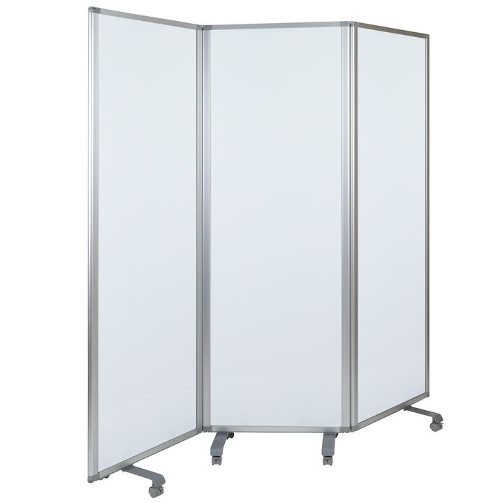 Flash Furniture Mobile Magnetic Whiteboard Partition with Lockable Casters, 72"H x 24"W