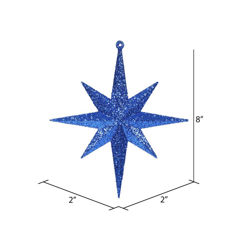 Vickerman 8" Blue Iridescent Glitter Bethlehem Star Christmas Ornament, 4 per Box image number 1