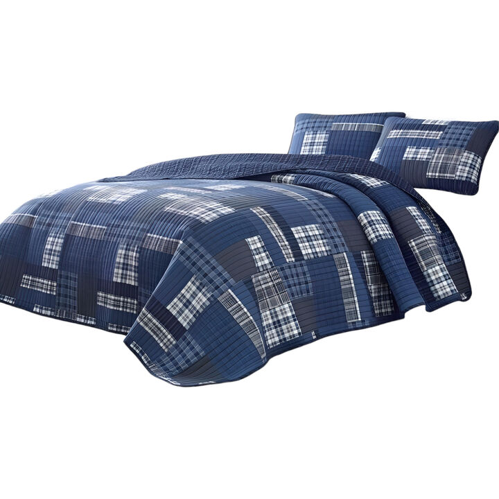 Reversible 3-Piece Patchwork Quilt Set, Bedding for All Seasons and Room Styles