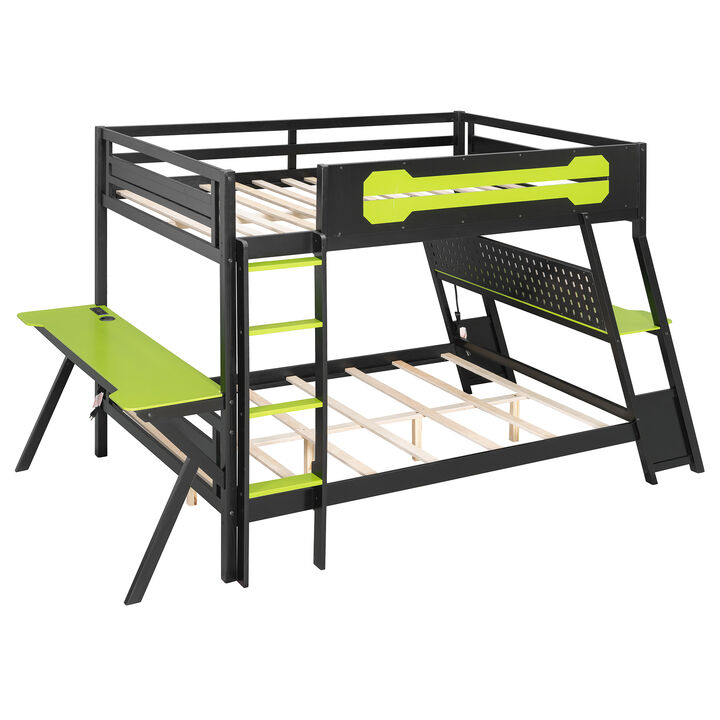 Merax E-Sports Themed Twin over Full Bunk Bed with Dual Gaming Desks