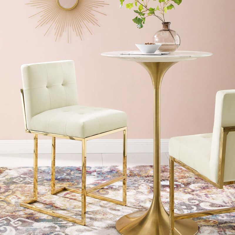 Privy Gold Stainless Steel Performance Velvet Counter Stool image number 6