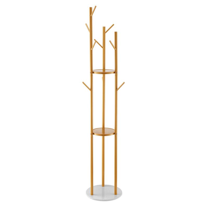 Modern Coat Rack with Quartz Base and Hooks, Freestanding Hall Tree image number 0