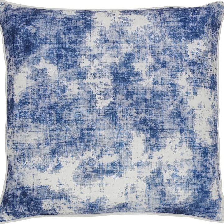 22" Denim Blue and White Classic Square Outdoor Patio Throw Pillow