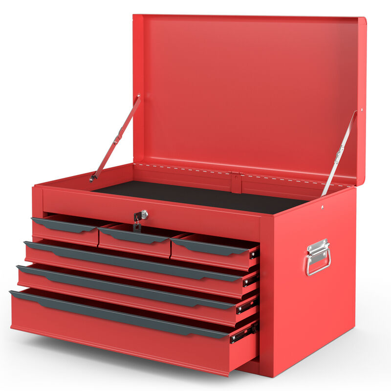 Tool Chest Storage Cabinet with Lockable Drawers and Lift-Top Lid for Garage or Warehouse