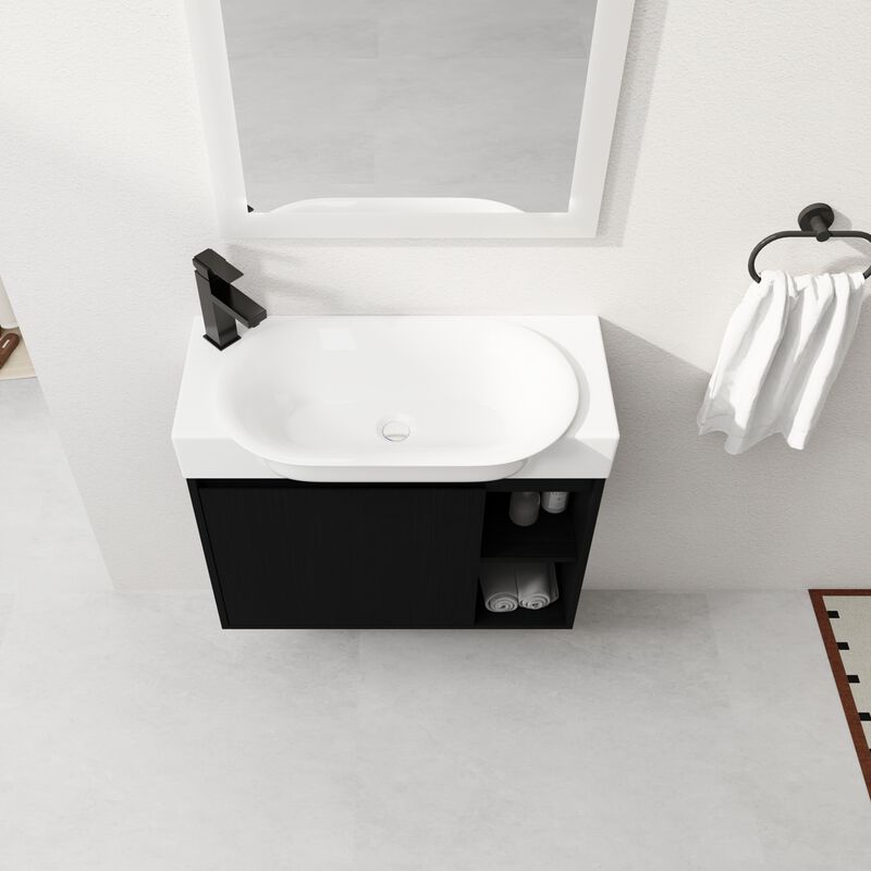 ELEMENT ACE Wall-Mounted Bathroom Vanity with Ceramic Sink and Soft-Close Doors for Modern Spaces image number 7