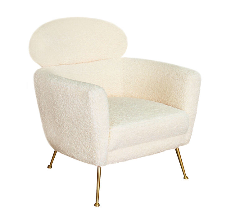Pasargad Home Felice Modern Gold Finish Accent Chair, Cream
