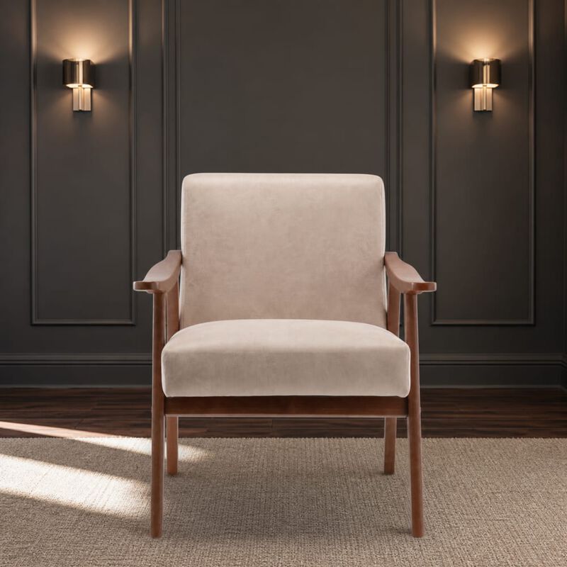 GOODSILO Mid-Century Modern Accent Chair, Wingback Lounge Chair with Thick Backrest for Living Room, Bedroom and Reading Spaces image number 2