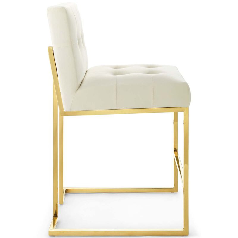 Privy Gold Stainless Steel Performance Velvet Counter Stool image number 1