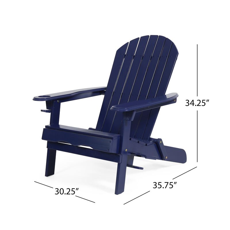 Hivvago Foldable Patio Adirondack Chair with 2 Cup Holders image number 2