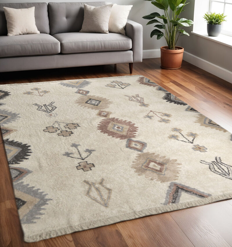 HomeRoots Tribal Hand Woven Area Rug With Fringe image number 1