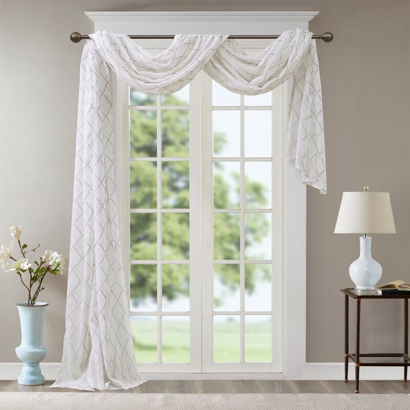 Gracie Mills Cyprian Diamond Embroidered Lightweight Sheer Window Scarf image number 2
