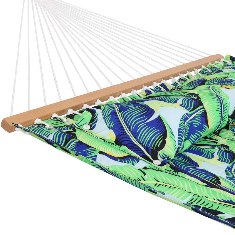 Sunnydaze Large Quilted Hammock with Spreader Bar and Pillow