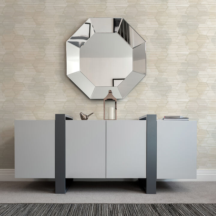 Jabari Beige Geometric Faux Grasscloth Wallpaper