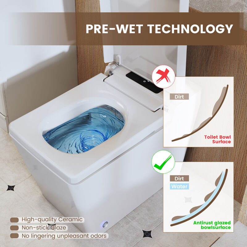 Smart Toilet with Full Automation, Square Design, Radar and Foot Sensors, and Instant Heating image number 8