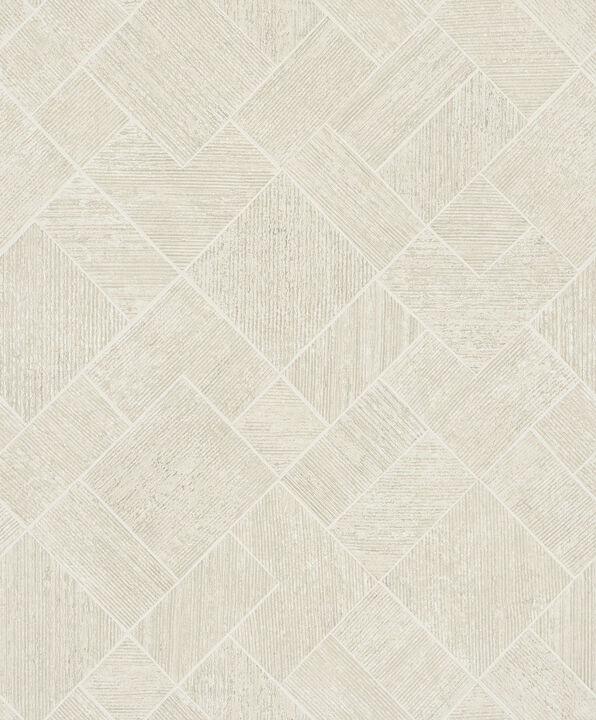 Marquetry Beige Tile Wallpaper