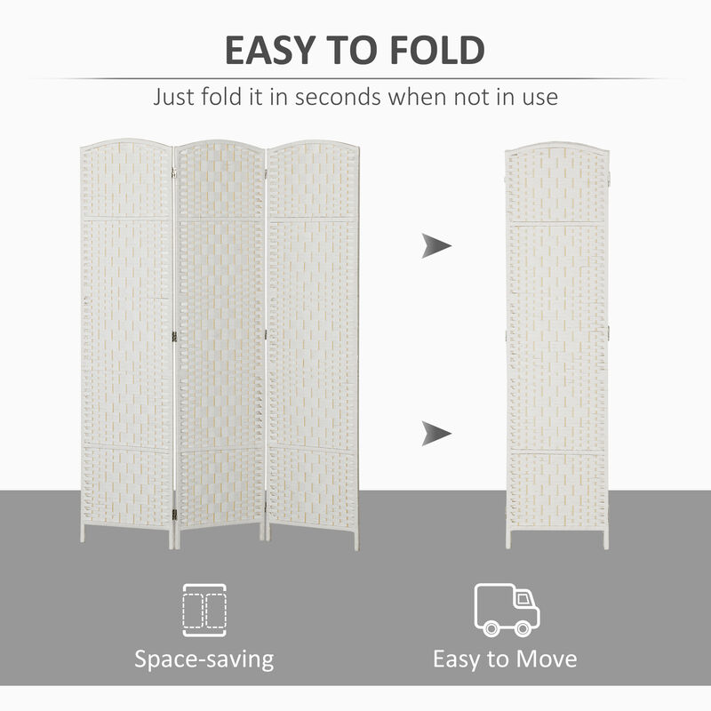 Hivvago Folding Room Divider with 3 Panels and Woven Design image number 3