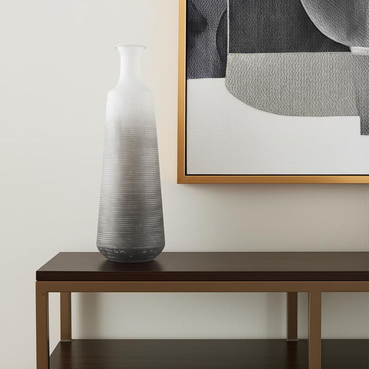 HomeRoots 24" Gray And White Ombre Metal Table Vase