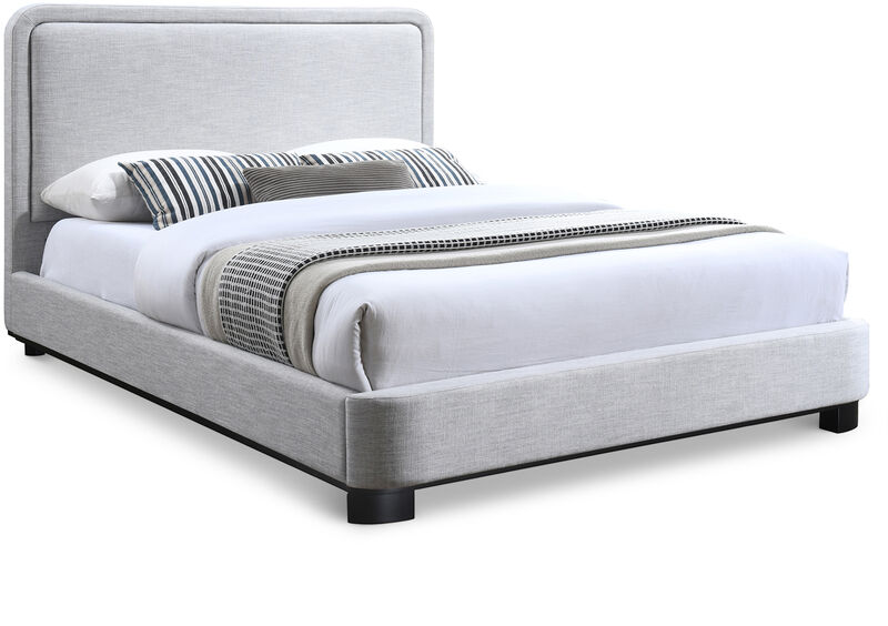 Meridian Furniture Nolita Grey Linen Textured Fabric King Bed