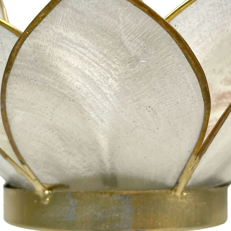 White Capiz Shell Lotus Flower Small Tealight Candle Holder Set Of 3 image number 4