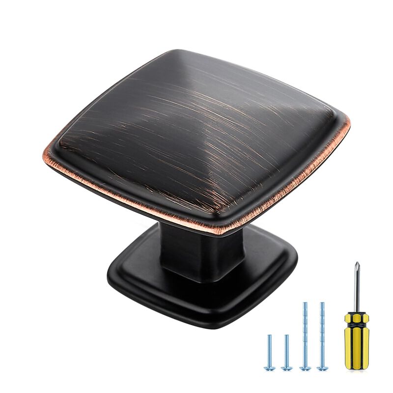 5 Pack Cabinet Pulls Single Hole Oil Rubbed Bronze Cabinet Handles Solid Suqare Drawer Pulls for Kitchen Cabinet Door Closet Doo