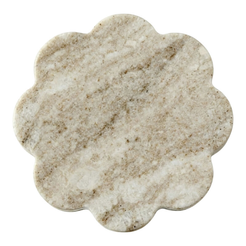 4" Scalloped Box, Beige Marble image number 2