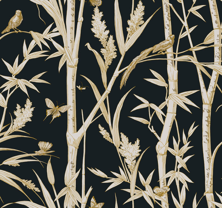 Bambou Toile Black Wallpaper