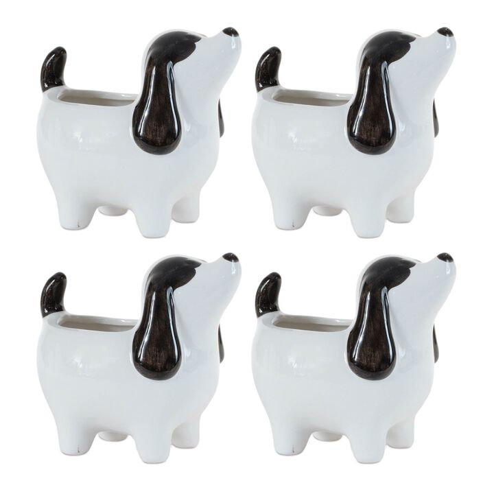 Set of 4 Puppy Dog Planters for Succulents or Decorative Indoor Display