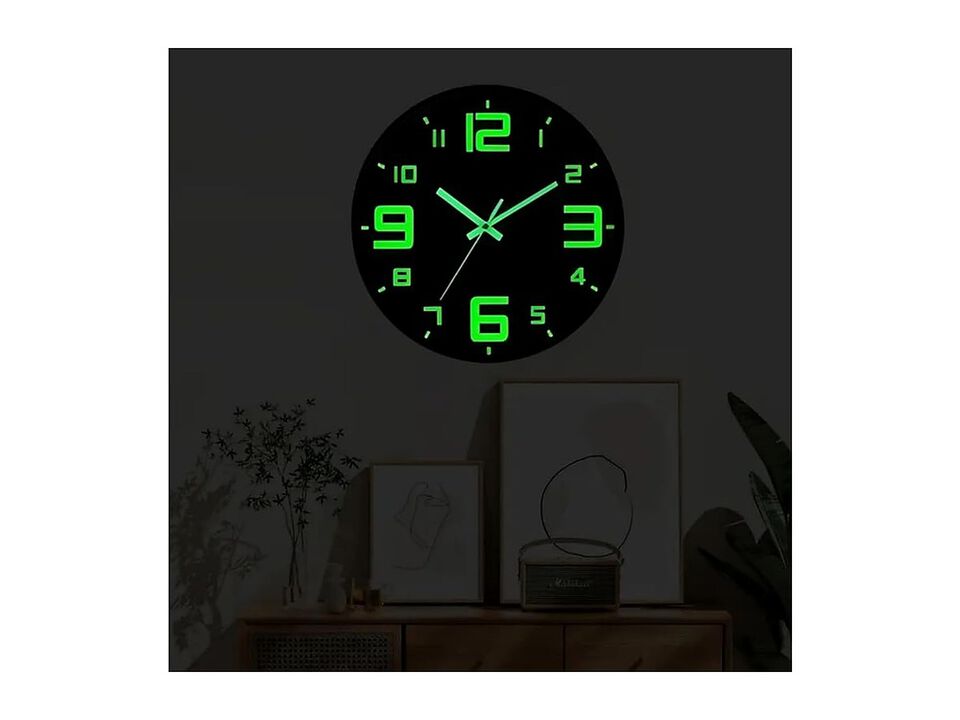Glow In The Dark Vinyl Night Light Wall Clock 30 Cm Silent Non Ticking