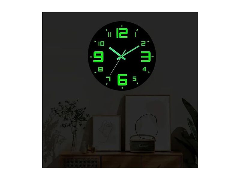 Glow In The Dark Vinyl Night Light Wall Clock 30 Cm Silent Non Ticking image number 1